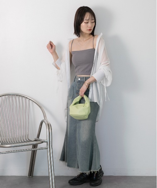 ad thie(アドティエ)の「カップ付ブラトップキャミ(キャミソール・レディース・オフホワイト/ブラック/グレー・FREE)」の21枚目の写真