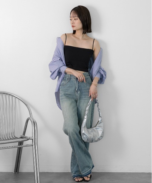 ad thie(アドティエ)の「カップ付ブラトップキャミ(キャミソール・レディース・オフホワイト/ブラック/グレー・FREE)」の11枚目の写真