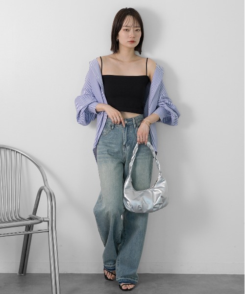 ad thie(アドティエ)の「カップ付ブラトップキャミ(キャミソール・レディース・オフホワイト/ブラック/グレー・FREE)」の12枚目の写真