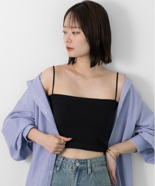 ad thie(アドティエ)の「カップ付ブラトップキャミ(キャミソール・レディース・オフホワイト/ブラック/グレー・FREE)」の13枚目の写真