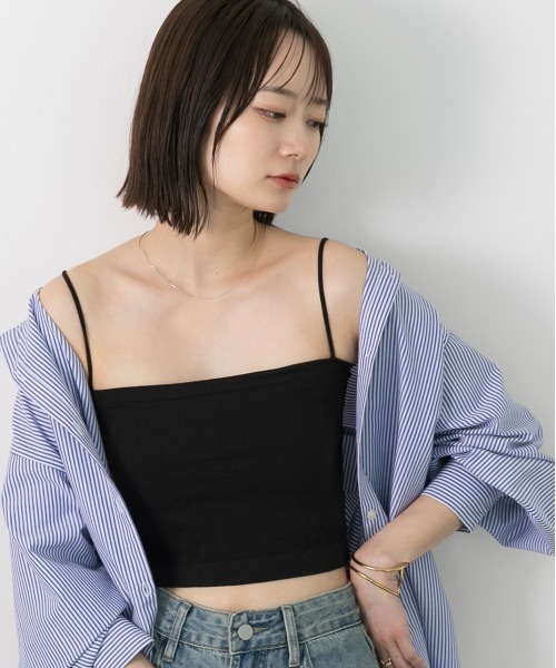 ad thie(アドティエ)の「カップ付ブラトップキャミ(キャミソール・レディース・オフホワイト/ブラック/グレー・FREE)」の15枚目の写真