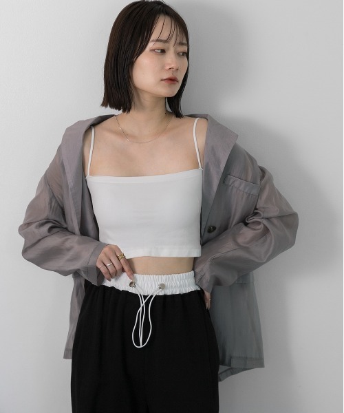 ad thie(アドティエ)の「カップ付ブラトップキャミ(キャミソール・レディース・オフホワイト/ブラック/グレー・FREE)」の6枚目の写真