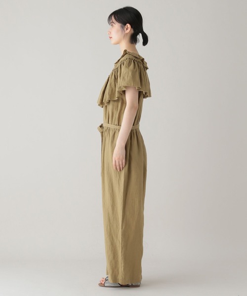 美品！タグ付き！ ナチュラルバイクリップ リネンフリルオールインワン ベージュ 美品！タグ付き！ ナチュラルバイクリップ リネンフリルオールインワン