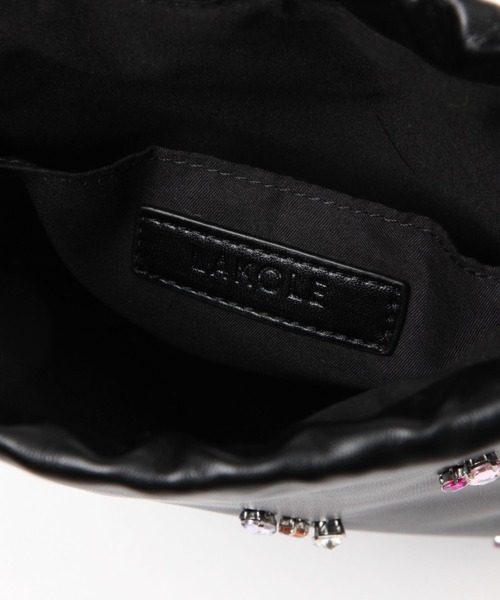 LAKOLE（ラコレ）の「ビジュー巾着ショルダーバッグ / 132248（ショルダーバッグ・レディース・ブラック/オフホワイト・FREE）」の5枚目の写真
