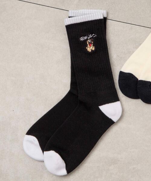 WEGO（ウィゴー）の「WEGO/別注NEWJACK刺繍ソックス（ソックス/靴下・メンズ・ブラック/オフホワイト・25-27CM）」の6枚目の写真