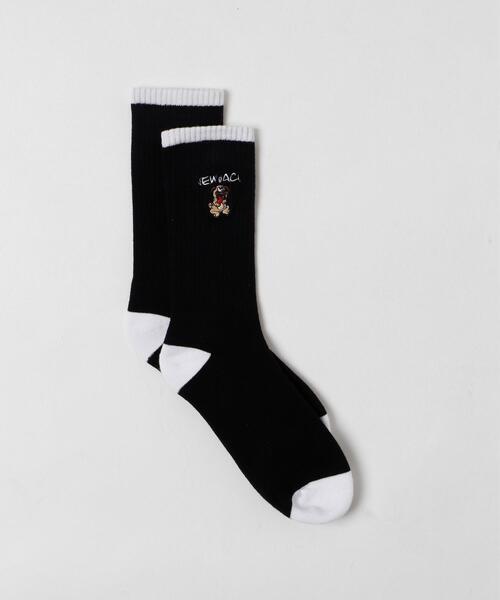WEGO（ウィゴー）の「WEGO/別注NEWJACK刺繍ソックス（ソックス/靴下・メンズ・ブラック/オフホワイト・25-27CM）」の8枚目の写真