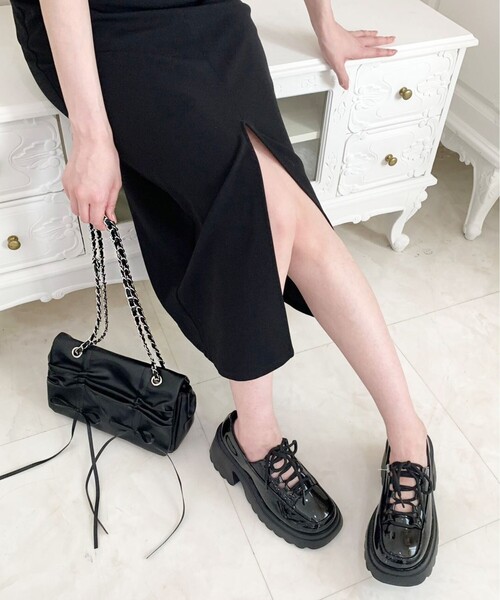 cs T&P（シーエスティーアンドピー）の「厚底 レースアップパンプス（パンプス・レディース・ブラック系1/ブラック/アイボリー・M/S/LL/L）」の8枚目の写真