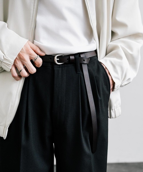 Rocky Monroe（ロッキーモンロー）の「新色追加 スプリットレザーナローベルト（ベルト・メンズ・ブラウン/ブラック/キャメル/グリーン/ワインレッド・FREE）」の2枚目の写真