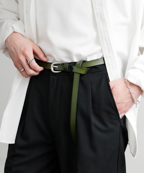 Rocky Monroe（ロッキーモンロー）の「新色追加 スプリットレザーナローベルト（ベルト・メンズ・ブラウン/ブラック/キャメル/グリーン/ワインレッド・FREE）」の3枚目の写真