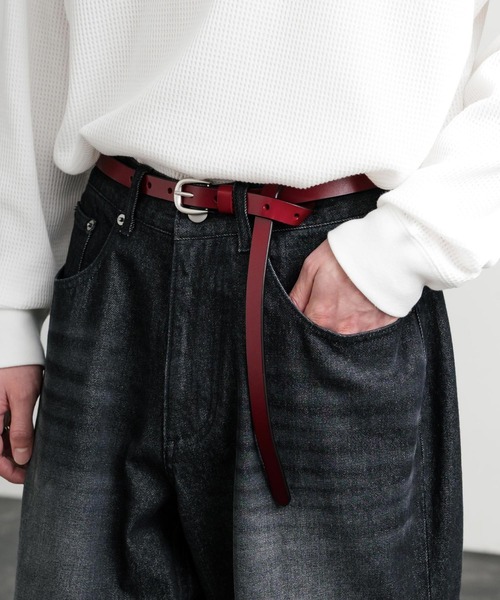 Rocky Monroe（ロッキーモンロー）の「新色追加 スプリットレザーナローベルト（ベルト・メンズ・ブラウン/ブラック/キャメル/グリーン/ワインレッド・FREE）」の5枚目の写真