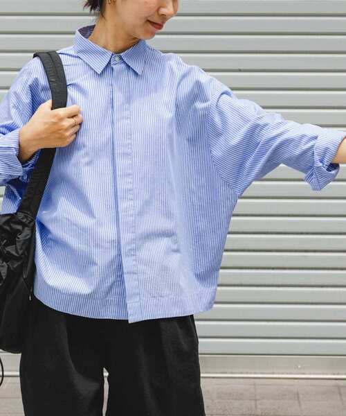 FORK&SPOON（フォークアンドスプーン）の「FORK&SPOON　レギュラーカラーコクーンシャツ（シャツ/ブラウス・レディース・ブルー系その他/グレー系その他・1）」の18枚目の写真