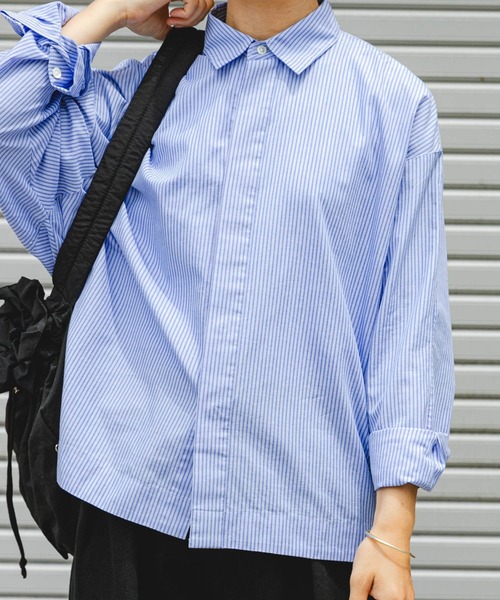 FORK&SPOON（フォークアンドスプーン）の「FORK&SPOON　レギュラーカラーコクーンシャツ（シャツ/ブラウス・レディース・ブルー系その他/グレー系その他・1）」の17枚目の写真