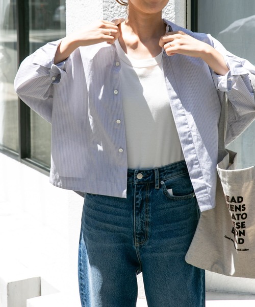 FORK&SPOON（フォークアンドスプーン）の「FORK&SPOON　レギュラーカラーコクーンシャツ（シャツ/ブラウス・レディース・ブルー系その他/グレー系その他・1）」の15枚目の写真