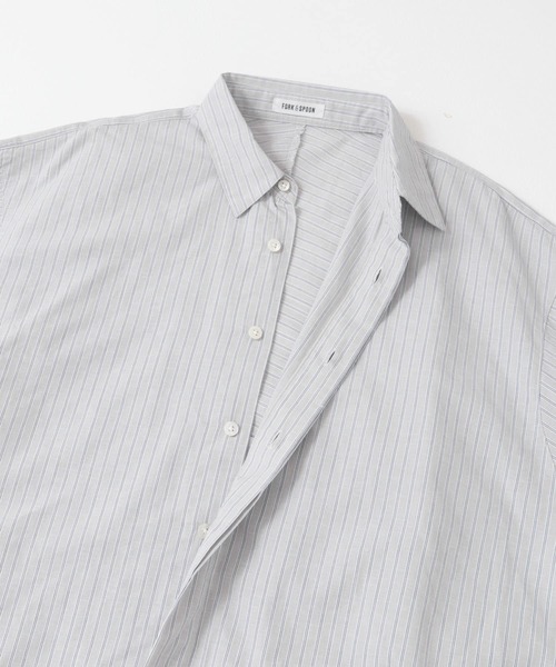 FORK&SPOON（フォークアンドスプーン）の「FORK&SPOON　レギュラーカラーコクーンシャツ（シャツ/ブラウス・レディース・ブルー系その他/グレー系その他・1）」の8枚目の写真