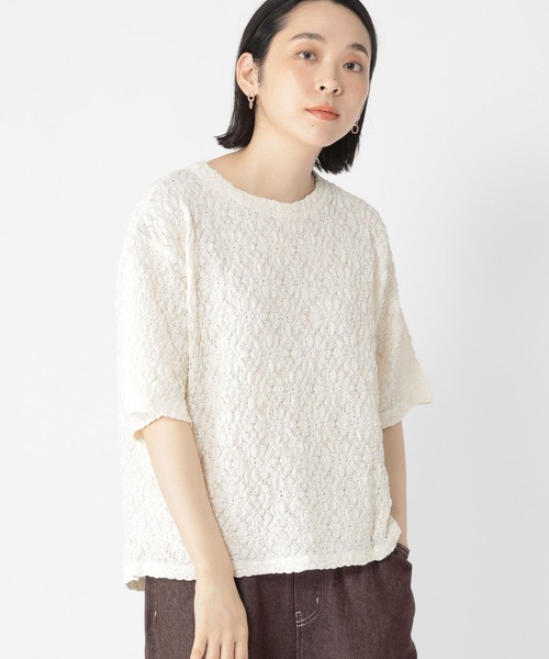 studio CLIP（スタディオクリップ）の「フラワーレースプルオーバー（Tシャツ/カットソー・レディース・ブラック/オフホワイト/ライトグリーン・FREE）」の2枚目の写真