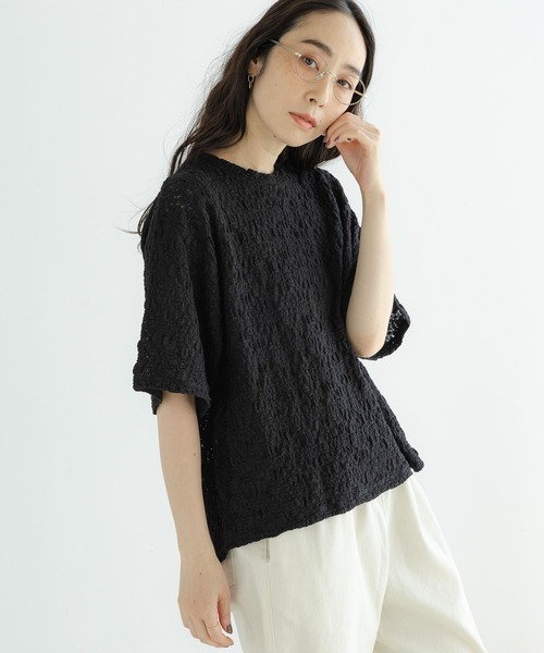 studio CLIP（スタディオクリップ）の「フラワーレースプルオーバー（Tシャツ/カットソー・レディース・ブラック/オフホワイト/ライトグリーン・FREE）」の6枚目の写真