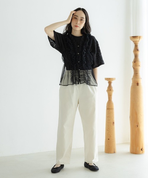 studio CLIP（スタディオクリップ）の「フラワーレースプルオーバー（Tシャツ/カットソー・レディース・ブラック/オフホワイト/ライトグリーン・FREE）」の9枚目の写真