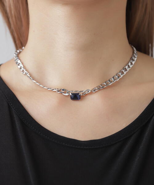 FREE'S MART（フリーズマート）の「ビジュー付きチェーンネックレス（ネックレス・レディース・シルバー/ゴールド・ﾌﾘ-）」の4枚目の写真