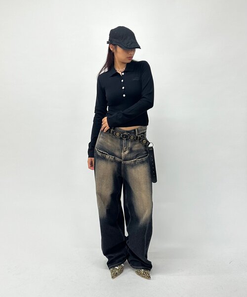 WHO'S WHO gallery(フーズフーギャラリー)の「【SLOPPY/スロッピー】長袖ニットポロ(ニット/セーター・レディース・ボルドー/ブラック/ネイビー/ダークグリーン/チャコールグレー/グレー/オフホワイト・FREE)」の15枚目の写真