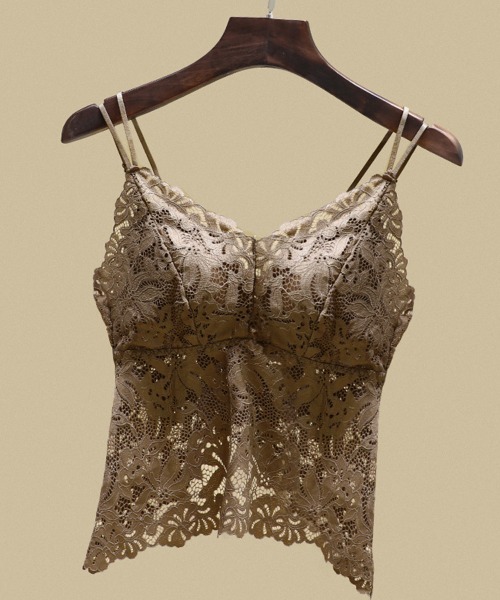 Miniministore(ミニミニストア)の「総レースキャミソールカップ付きブラトップ(インナーウェア/肌着・レディース・ブラウン/ホワイト/ブラック/ピンクベージュ・L/M)」の3枚目の写真