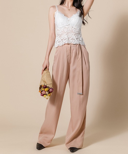 Miniministore(ミニミニストア)の「総レースキャミソールカップ付きブラトップ(インナーウェア/肌着・レディース・ブラウン/ホワイト/ブラック/ピンクベージュ・L/M)」の9枚目の写真