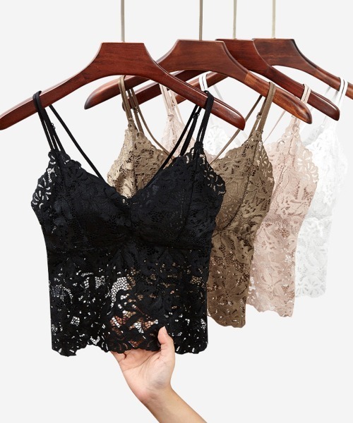 Miniministore(ミニミニストア)の「総レースキャミソールカップ付きブラトップ(インナーウェア/肌着・レディース・ブラウン/ホワイト/ブラック/ピンクベージュ・L/M)」の12枚目の写真