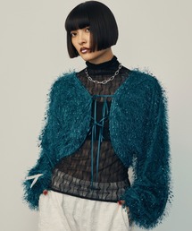 2wayシャギーボレロカーディガン