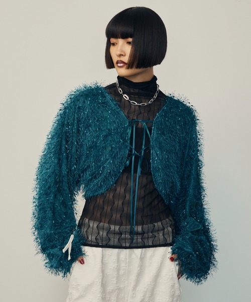 uyu.(ウユ)の「2wayシャギーボレロカーディガン(カーディガン/ボレロ・レディース・ブルーグリーン/ブラック/アイボリー・FREE)」の22枚目の写真