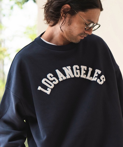 CAMBIO（カンビオ）の「msw1561-プリント裏起毛CNスウェット（LosAngeles）（スウェット・メンズ・ブラック/グレー/ネイビー・M/L/XL）」の3枚目の写真