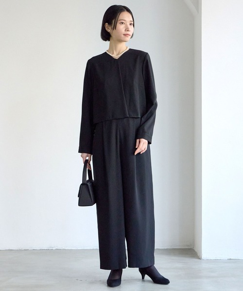AIMER ブラック プリーツ オールインワン M セール】【喪服・礼服・WEB限定】マシンウォッシャブル前開き