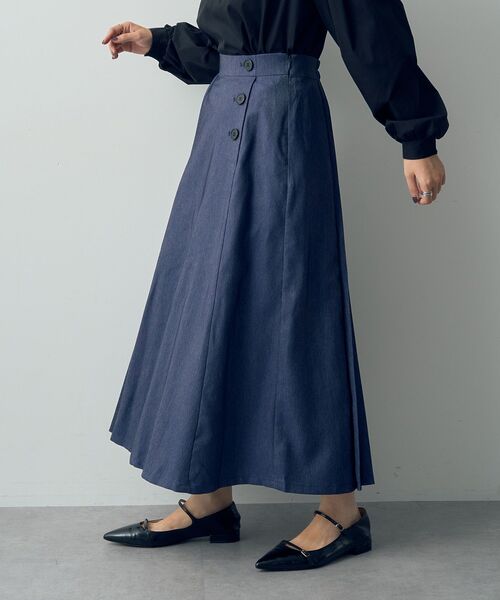 【セール】デニムライクプリーツMIXスカート（スカート）｜YECCA VECCA（イェッカヴェッカ）