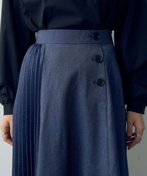 【セール】デニムライクプリーツMIXスカート（スカート）｜YECCA VECCA（イェッカヴェッカ）