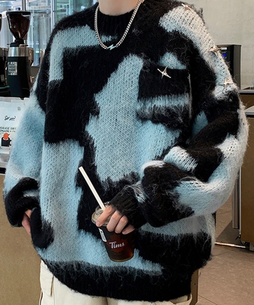 SEN TOKYO(セントーキョー)の「モヘアライククルーネックマーブルニット(ニット/セーター・レディース・ブラウン/ブラック/ブルー・M/L)」の3枚目の写真