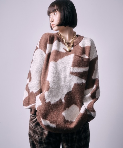 SEN TOKYO(セントーキョー)の「モヘアライククルーネックマーブルニット(ニット/セーター・レディース・ブラウン/ブラック/ブルー・M/L)」の9枚目の写真