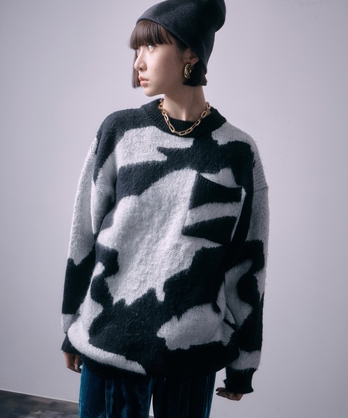 SEN TOKYO(セントーキョー)の「モヘアライククルーネックマーブルニット(ニット/セーター・レディース・ブラウン/ブラック/ブルー・M/L)」の4枚目の写真