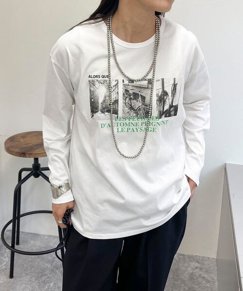 fredy emue(フレディエミュ)の「シルケットPHOTO ロンTシャツ(Tシャツ/カットソー・レディース・チャコールグレー/オフホワイト/ベビーピンク・38)」の2枚目の写真