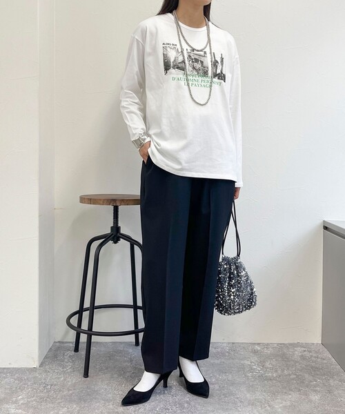 fredy emue(フレディエミュ)の「シルケットPHOTO ロンTシャツ(Tシャツ/カットソー・レディース・チャコールグレー/オフホワイト/ベビーピンク・38)」の4枚目の写真