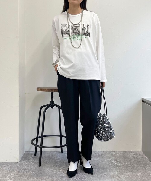 fredy emue(フレディエミュ)の「シルケットPHOTO ロンTシャツ(Tシャツ/カットソー・レディース・チャコールグレー/オフホワイト/ベビーピンク・38)」の5枚目の写真