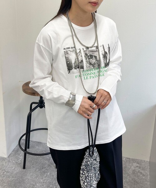 fredy emue(フレディエミュ)の「シルケットPHOTO ロンTシャツ(Tシャツ/カットソー・レディース・チャコールグレー/オフホワイト/ベビーピンク・38)」の9枚目の写真
