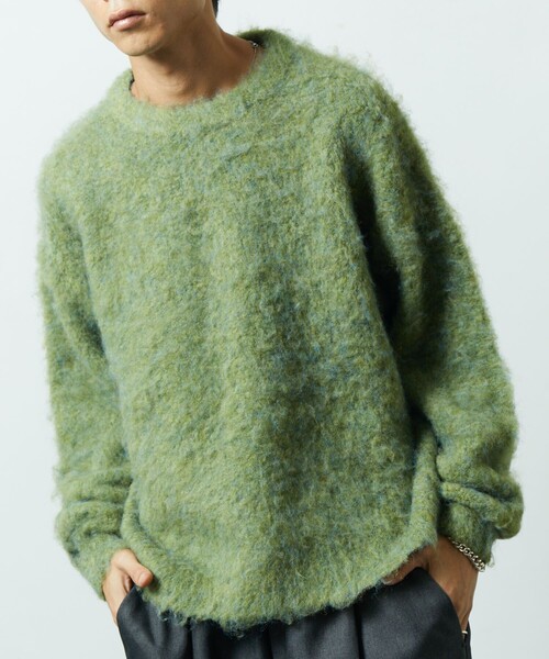 FREAK'S STORE(フリークスストア)の「限定展開 ビッグシルエット ボリューム シャギー クルーネックニット(ニット/セーター・メンズ・ベージュ/グリーン/チャコールグレー/グレー/ブラック・LARGE/SMALL/MEDIUM)」の1枚目の写真
