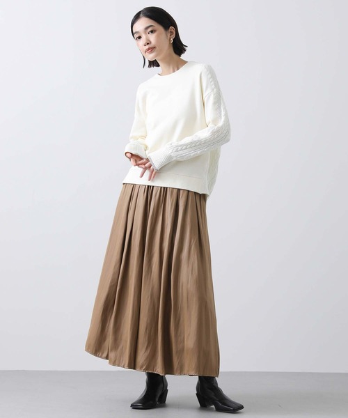 Gready Brilliant（グレディブリリアン）の「ケーブルドッキングカットソー（Tシャツ/カットソー・レディース・アイボリー/チャコールグレー/グレイッシュベージュ・38）」の4枚目の写真