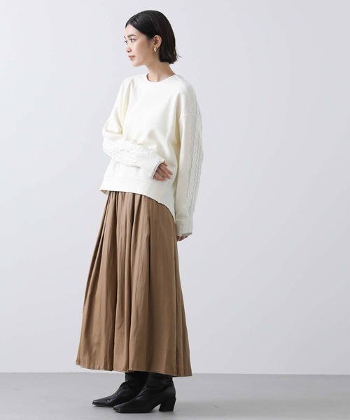 Gready Brilliant（グレディブリリアン）の「ケーブルドッキングカットソー（Tシャツ/カットソー・レディース・アイボリー/チャコールグレー/グレイッシュベージュ・38）」の5枚目の写真