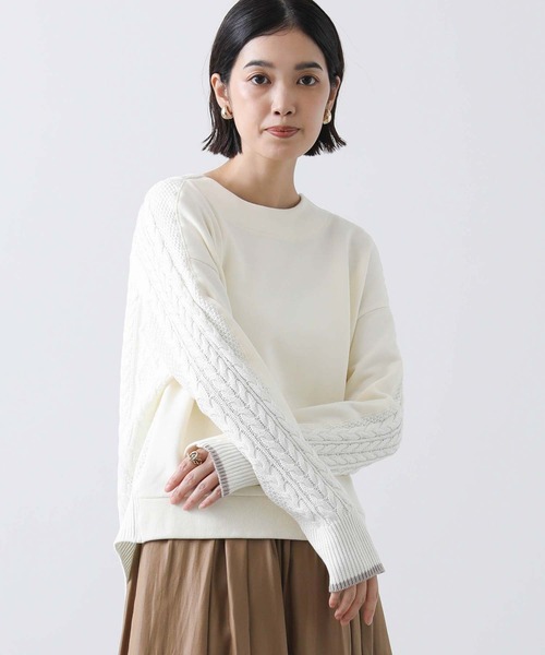 Gready Brilliant（グレディブリリアン）の「ケーブルドッキングカットソー（Tシャツ/カットソー・レディース・アイボリー/チャコールグレー/グレイッシュベージュ・38）」の11枚目の写真