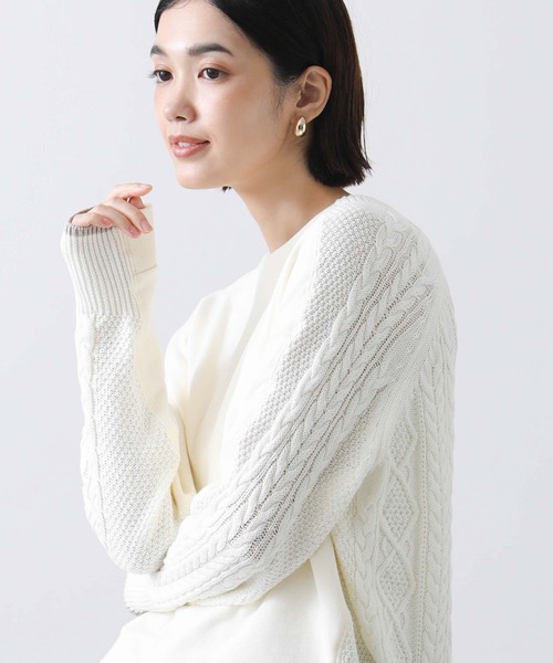 Gready Brilliant（グレディブリリアン）の「ケーブルドッキングカットソー（Tシャツ/カットソー・レディース・アイボリー/チャコールグレー/グレイッシュベージュ・38）」の12枚目の写真