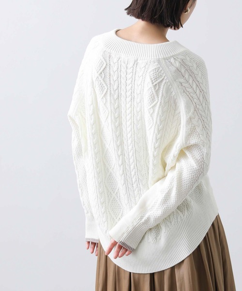 Gready Brilliant（グレディブリリアン）の「ケーブルドッキングカットソー（Tシャツ/カットソー・レディース・アイボリー/チャコールグレー/グレイッシュベージュ・38）」の13枚目の写真