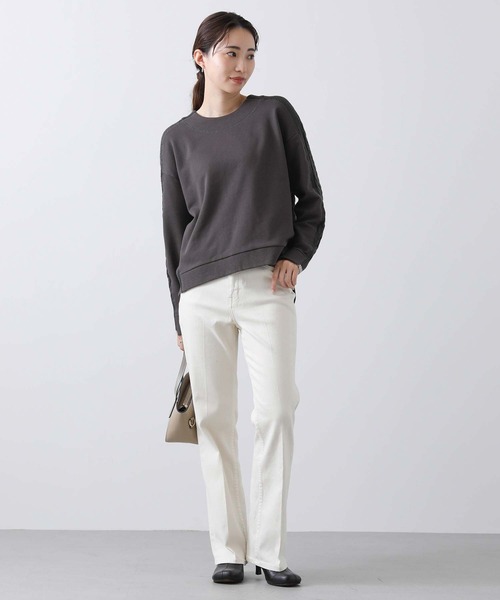 Gready Brilliant（グレディブリリアン）の「ケーブルドッキングカットソー（Tシャツ/カットソー・レディース・アイボリー/チャコールグレー/グレイッシュベージュ・38）」の14枚目の写真