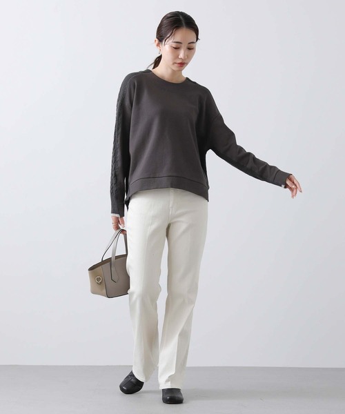 Gready Brilliant（グレディブリリアン）の「ケーブルドッキングカットソー（Tシャツ/カットソー・レディース・アイボリー/チャコールグレー/グレイッシュベージュ・38）」の17枚目の写真