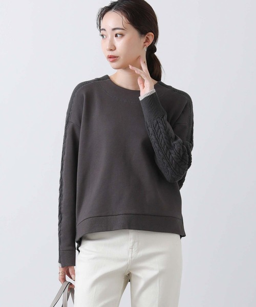 Gready Brilliant（グレディブリリアン）の「ケーブルドッキングカットソー（Tシャツ/カットソー・レディース・アイボリー/チャコールグレー/グレイッシュベージュ・38）」の18枚目の写真