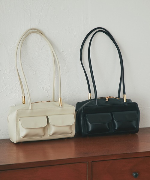 【セール】【cache cache(カシュカシュ)】ダブルポケットロングハンドルボストン（ボストンバッグ）｜cache cache（カシュ カシュ）