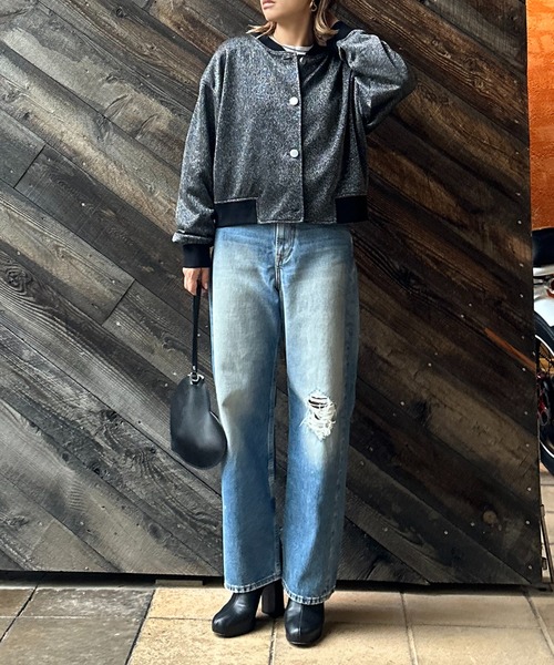 mi via loca(ミヴィアロカ)の「ブルゾンデザイン ラメウラケ カーディガン(カーディガン/ボレロ・レディース・ブラック/グレー・FREE)」の14枚目の写真